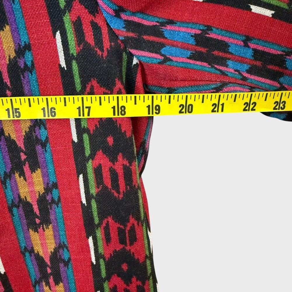 Vintage 90's Boho Banded Tribal Print Blazer Jacket Multicolor Women's Medium - Picture 10 of 11